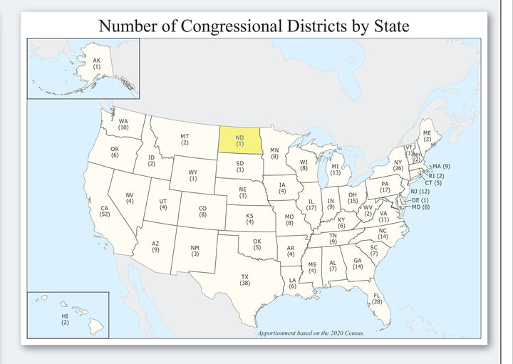 North Dakota Congressional District Wall Map