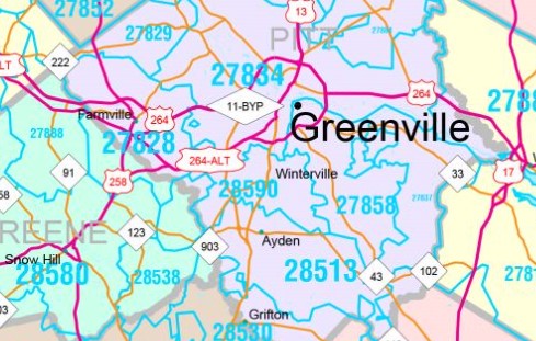 Color Cast Style Wall Map of North Carolina