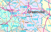 Color Cast Style Wall Map of North Carolina by Market Maps