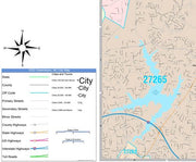 Color Cast Zip Code Style Wall Map of Greensboro, NC by Market Maps