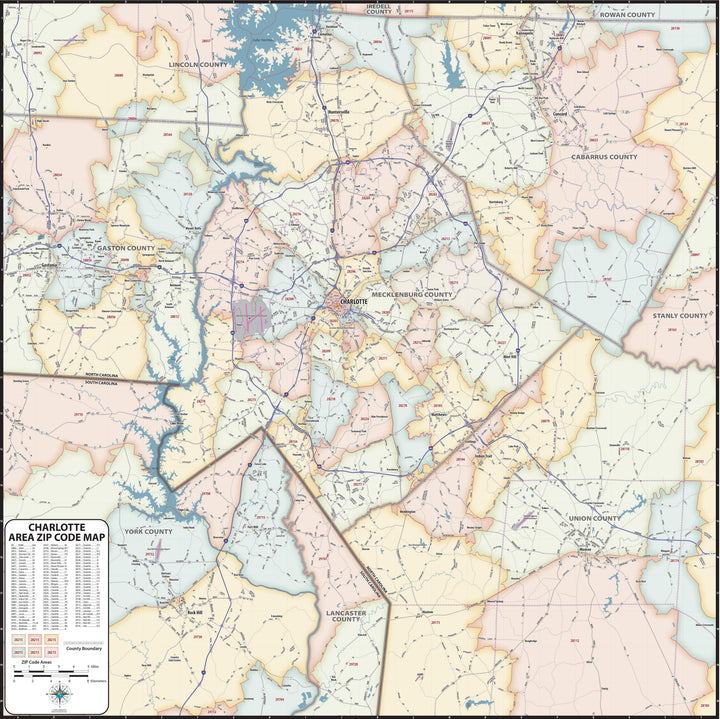 Charlotte Area Zip Code Map