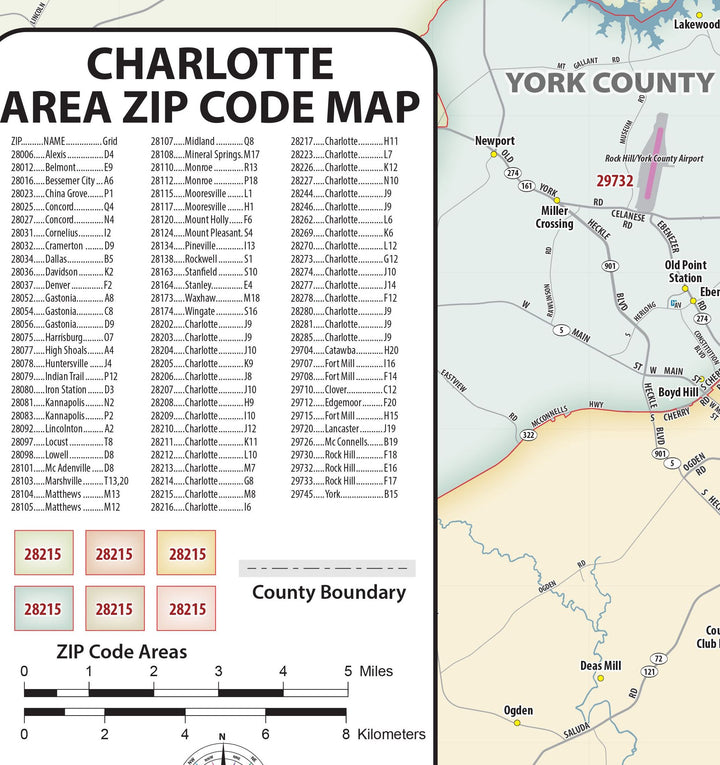 Charlotte Area Zip Code Map