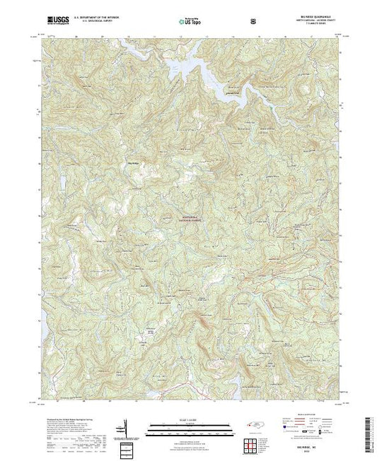 US Topo 7.5-minute map for Big Ridge NC – American Map Store