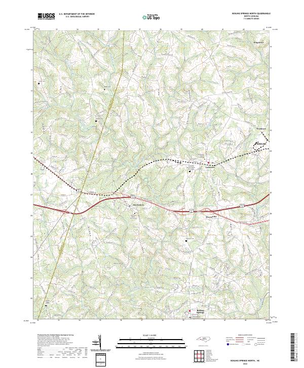 US Topo 7.5-minute map for Boiling Springs North NC – American Map Store