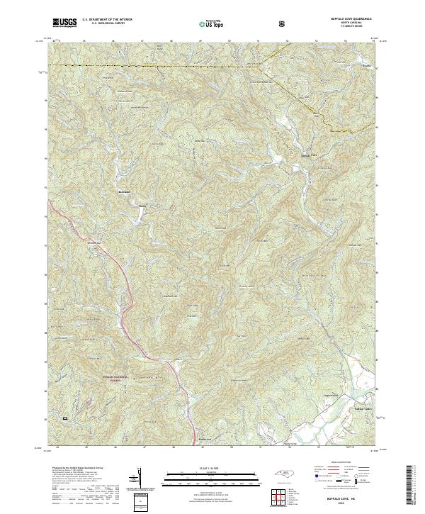 US Topo 7.5-minute map for Buffalo Cove NC