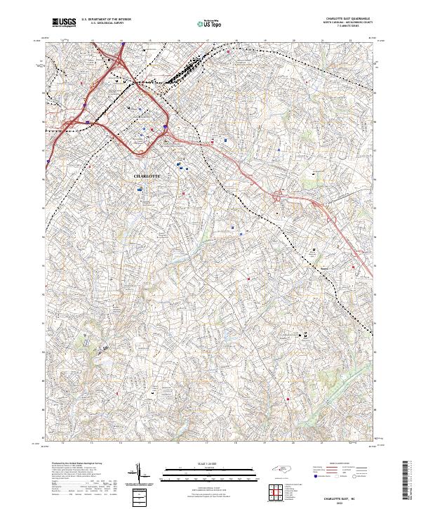 US Topo 7.5-minute map for Charlotte East NC