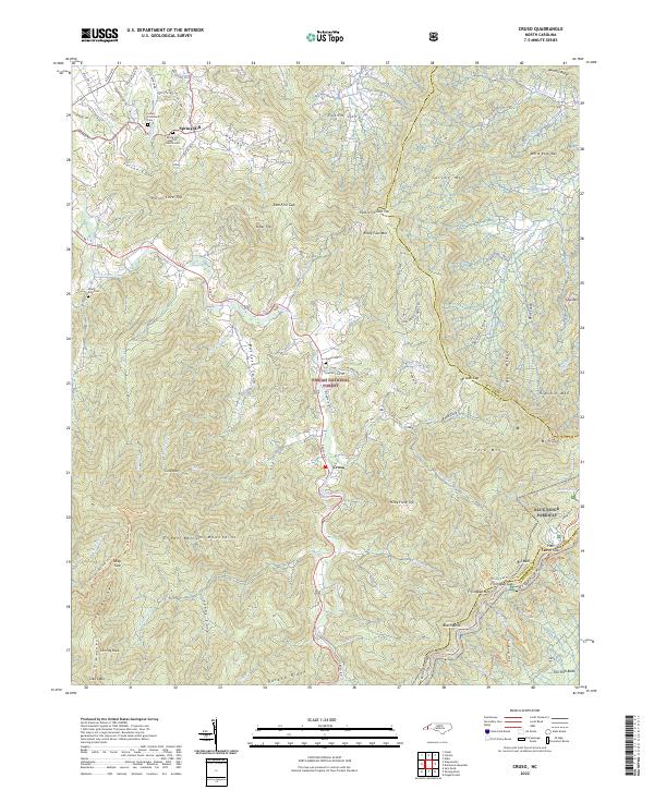 US Topo 7.5-minute map for Cruso NC