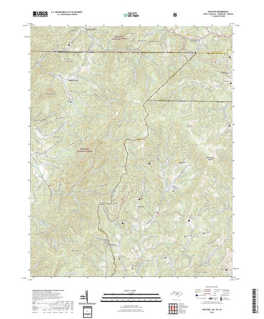 US Topo 7.5-minute map for Grayson NCTNVA – American Map Store