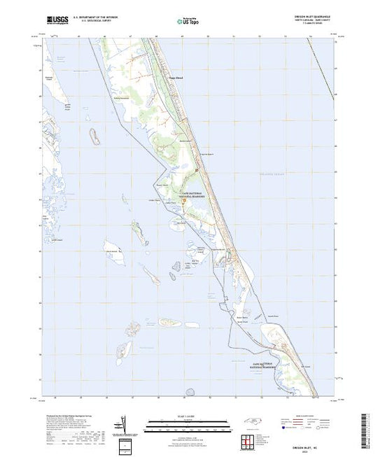 US Topo 7.5-minute map for Oregon Inlet NC – American Map Store