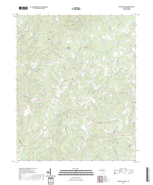 US Topo 7.5-minute map for Shingle Hollow NC