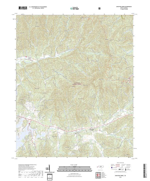 US Topo 7.5-minute map for Shooting Creek NC