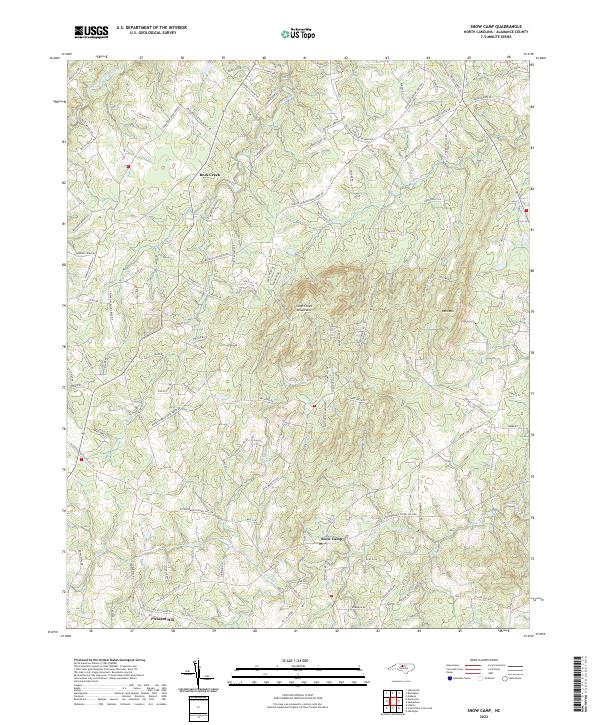 US Topo 7.5-minute map for Snow Camp NC