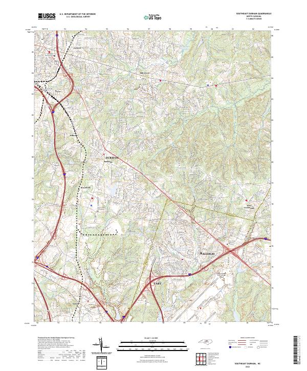 US Topo 7.5-minute map for Southeast Durham NC