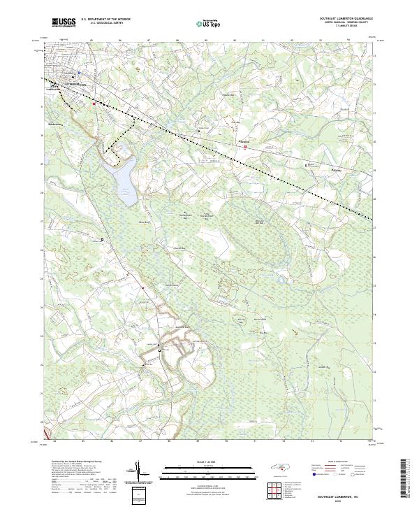 US Topo 7.5-minute map for Southeast Lumberton NC