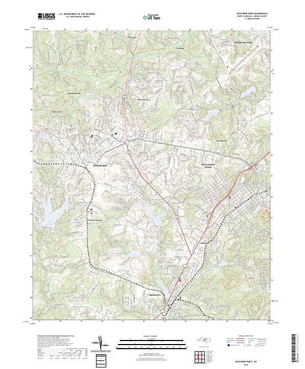 US Topo 7.5-minute map for Southern Pines NC