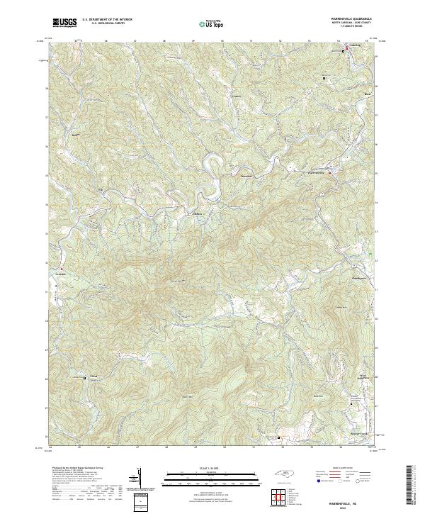 US Topo 7.5-minute map for Warrensville NC