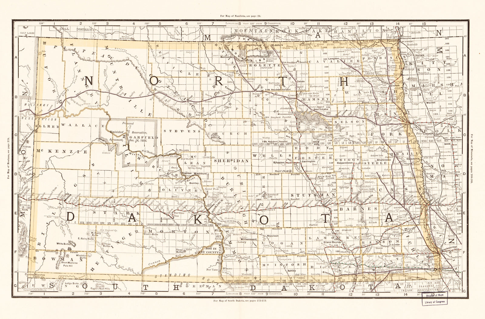 Map of North Dakota, 1891