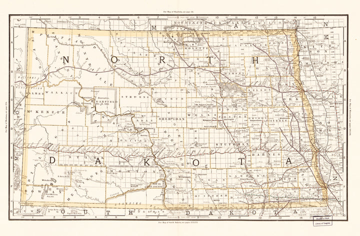 Map of North Dakota, 1891