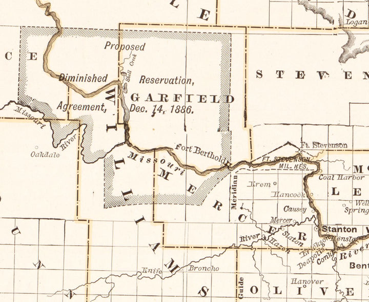 Map of North Dakota, 1891