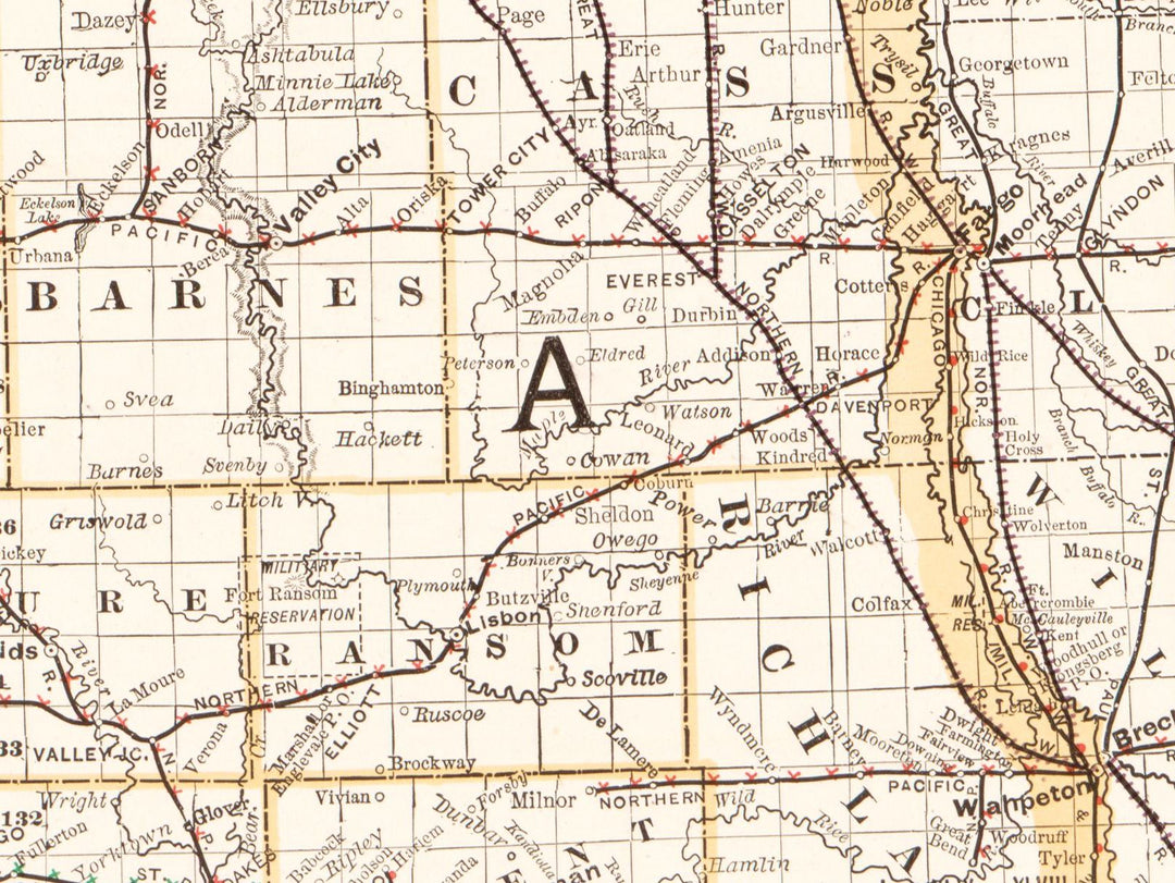 Map of North Dakota, 1891