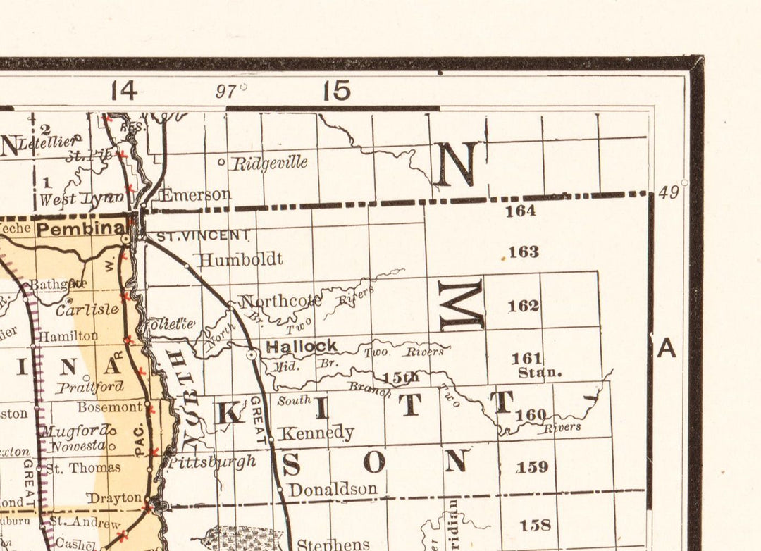 Map of North Dakota, 1891