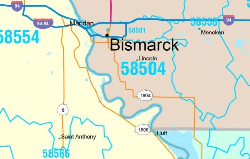 Color Cast Style Wall Map of North Dakota