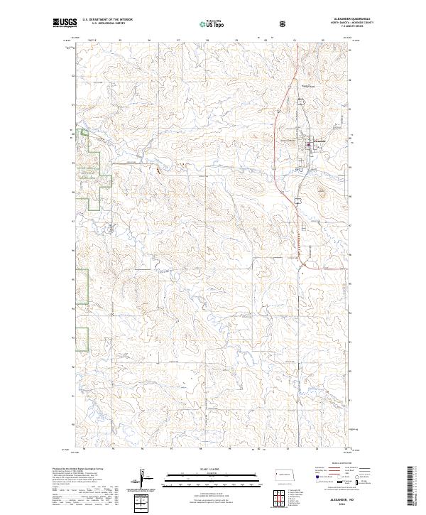 US Topo 7.5-minute map for Alexander ND