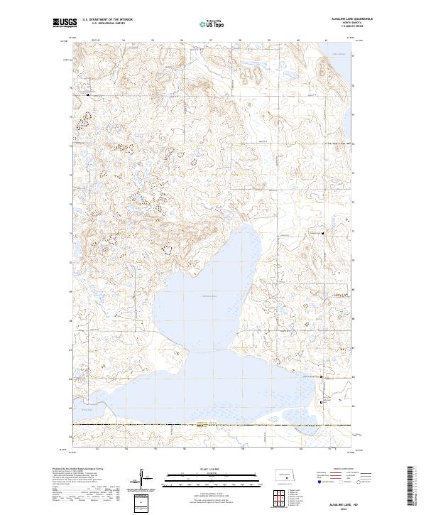 US Topo 7.5-minute map for Alkaline Lake ND
