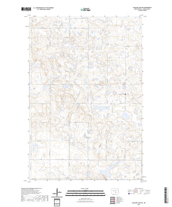 US Topo 7.5-minute map for Alkaline Lake SW ND