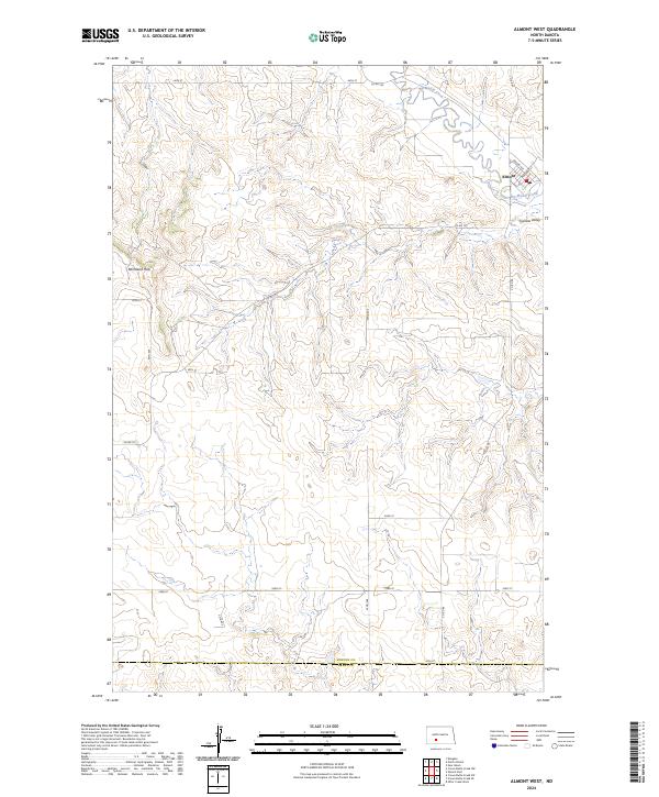 US Topo 7.5-minute map for Almont West ND
