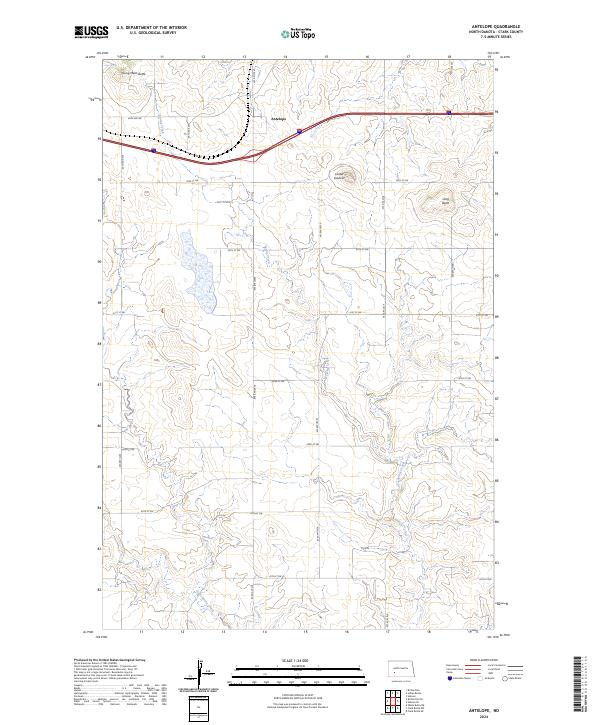 US Topo 7.5-minute map for Antelope ND