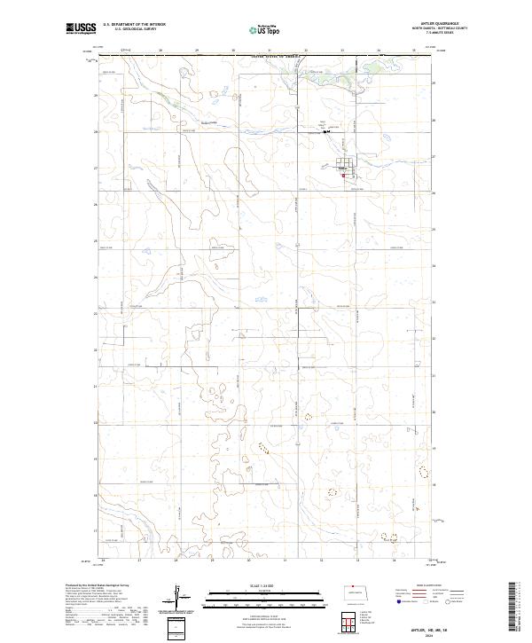 US Topo 7.5-minute map for Antler NDMBSK