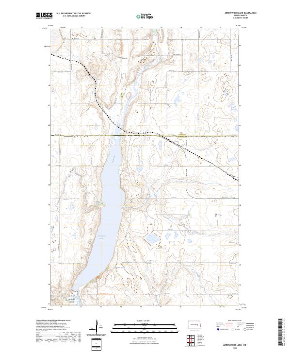 US Topo 7.5-minute map for Arrowwood Lake ND