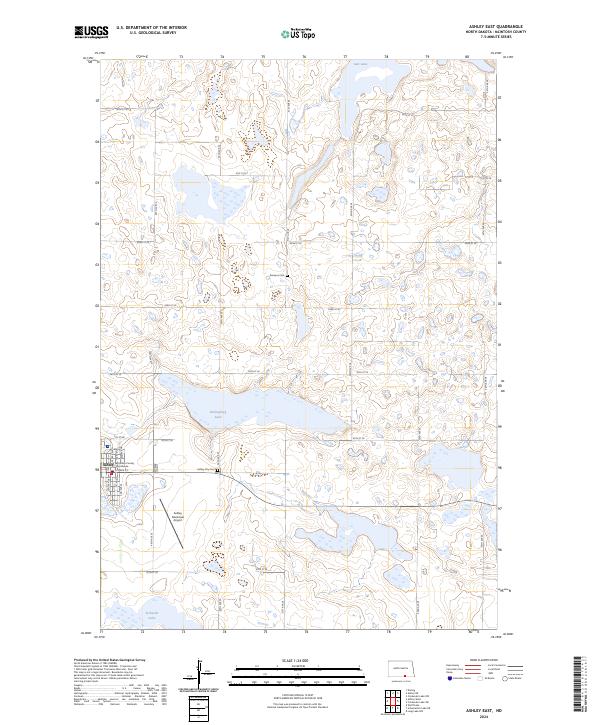 US Topo 7.5-minute map for Ashley East ND