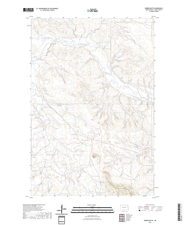 US Topo 7.5-minute map for Barren Butte ND