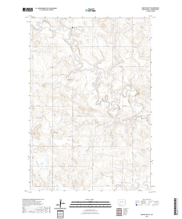 US Topo 7.5-minute map for Barths Butte ND