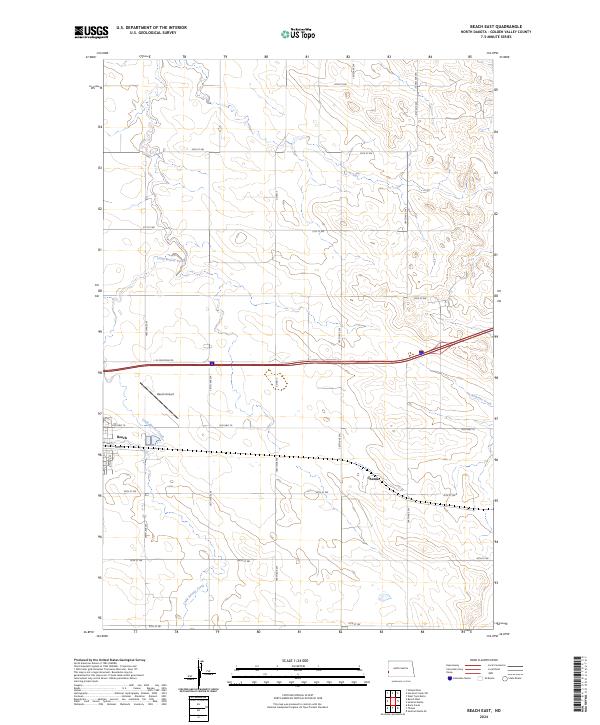 US Topo 7.5-minute map for Beach East ND
