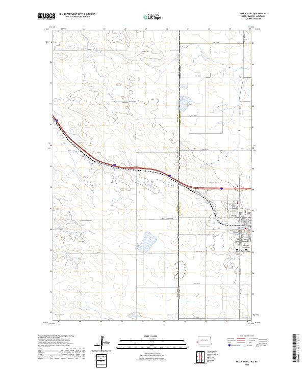 US Topo 7.5-minute map for Beach West NDMT