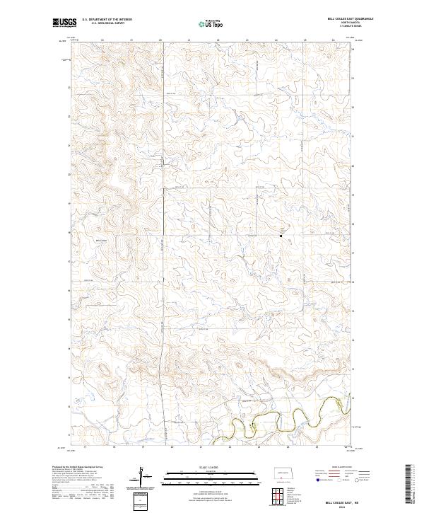 US Topo 7.5-minute map for Bell Coulee East ND