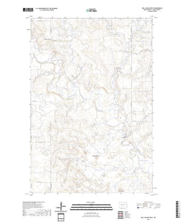 US Topo 7.5-minute map for Bell Coulee West ND