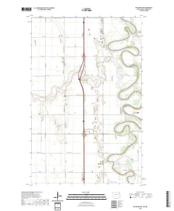 US Topo 7.5-minute map for Big Woods NW NDMN
