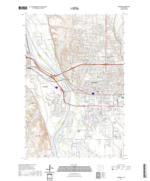 US Topo 7.5-minute map for Bismarck ND