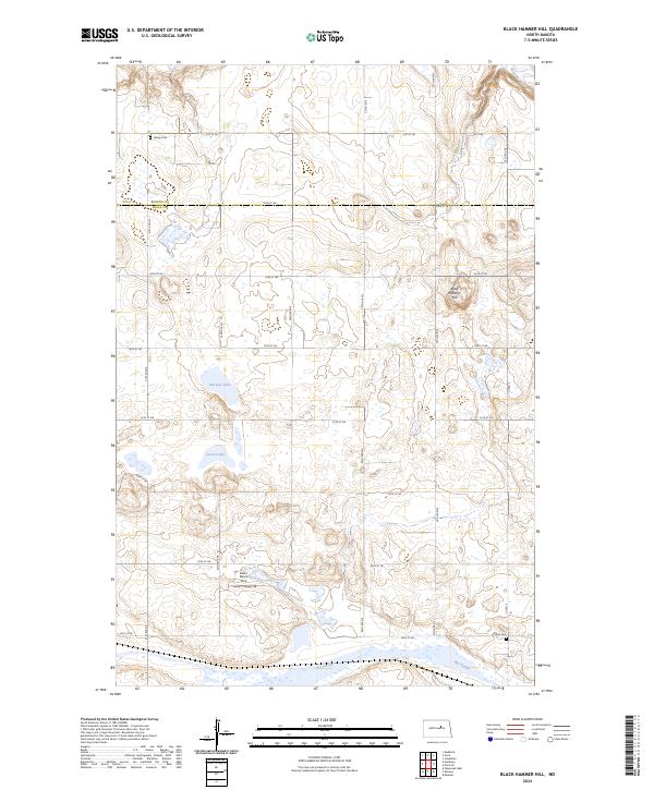 US Topo 7.5-minute map for Black Hammer Hill ND