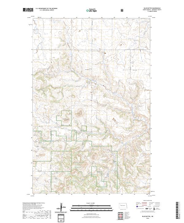 US Topo 7.5-minute map for Blue Buttes ND