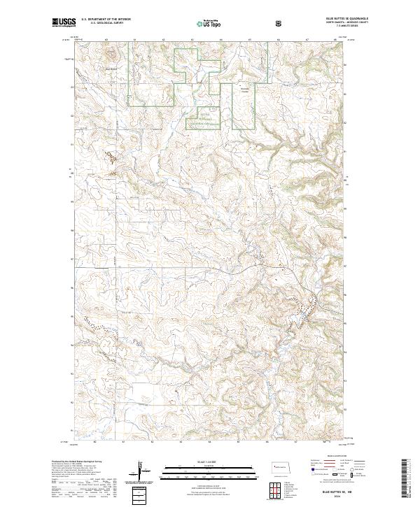 US Topo 7.5-minute map for Blue Buttes SE ND