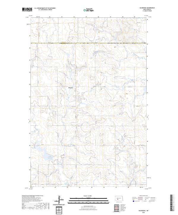 US Topo 7.5-minute map for Bluegrass ND