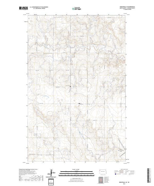 US Topo 7.5-minute map for Bonetraill SE ND