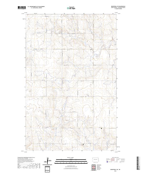 US Topo 7.5-minute map for Bonetraill SW ND