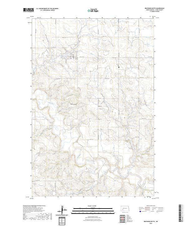US Topo 7.5-minute map for Bratburg Butte ND
