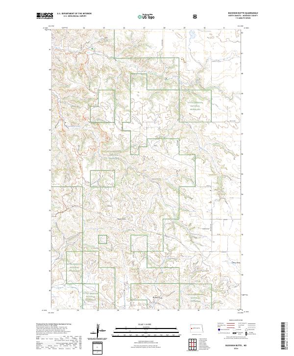 US Topo 7.5-minute map for Buckskin Butte ND